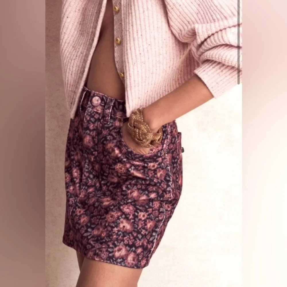LOVESHACKFANCY Textured Floral Pink Multi Skirt (lightweight) Size 10